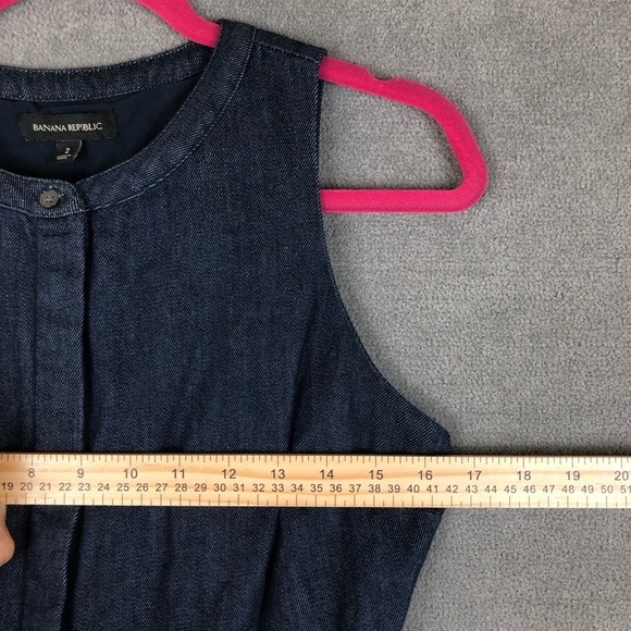 banana republic preppy Belted Denim dark wash wide leg cropped jumpsuit size 2 - Picture 8 of 11